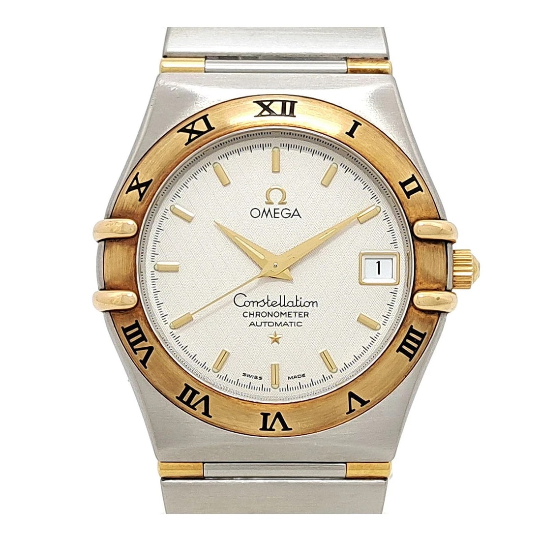 OMEGA SILVER WATCH: Omega Silver Watch Brand: OMEGA Type/Style: Wristwatch Material: Band Material Stainless Steel, Yellow Gold Case Material N/A Color: Dial Color Size: Wrist Size 20cm Case Size 36mm Accessories: None