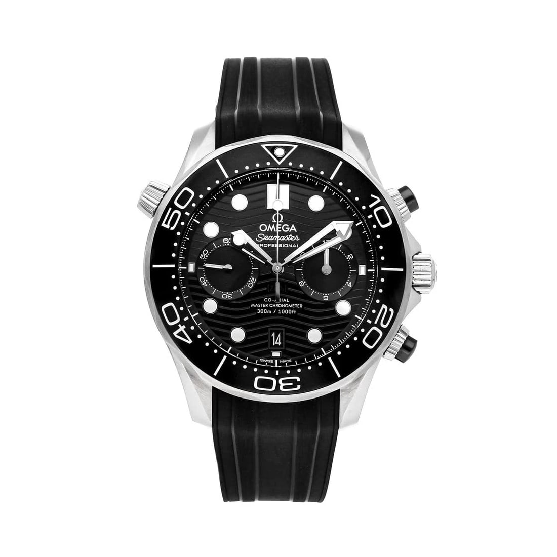 OMEGA SEAMASTER BLACK CHRONO WATCH: Omega Seamaster Black Chrono Watch Brand: OMEGA Type/Style: Wristwatch Material: Case Material Stainless Steel Band Material Rubber Color: Dial Color Case Color Silver Band Color Black Dial Color Blac
