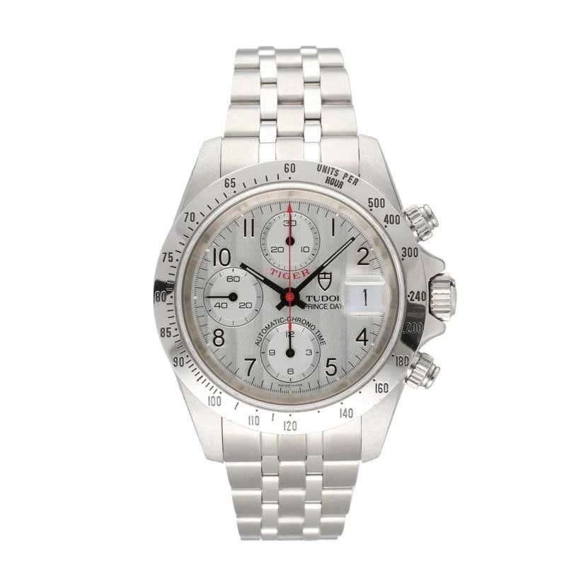 TUDOR CHRONOTIME SILVER WATCH: Tudor Chronotime Silver Watch Brand: TUDOR Type/Style: Wristwatch Material: Case Material N/A Band Material N/A Color: Dial Color Silver Size: Wrist Size 19cm Accessories: None Accessories Notice:
