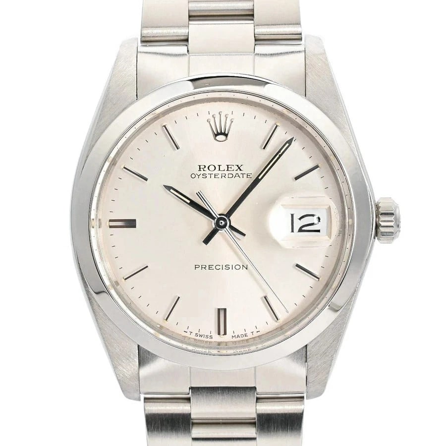 ROLEX OYSTERDATE SILVER WATCH: Rolex Oysterdate Silver Watch Brand: ROLEX Type/Style: Wristwatch Material: Case Material N/A Band Material Stainless Steel Color: Dial Color Silver Size: Wrist Size 17.5cm Case Size 34mm