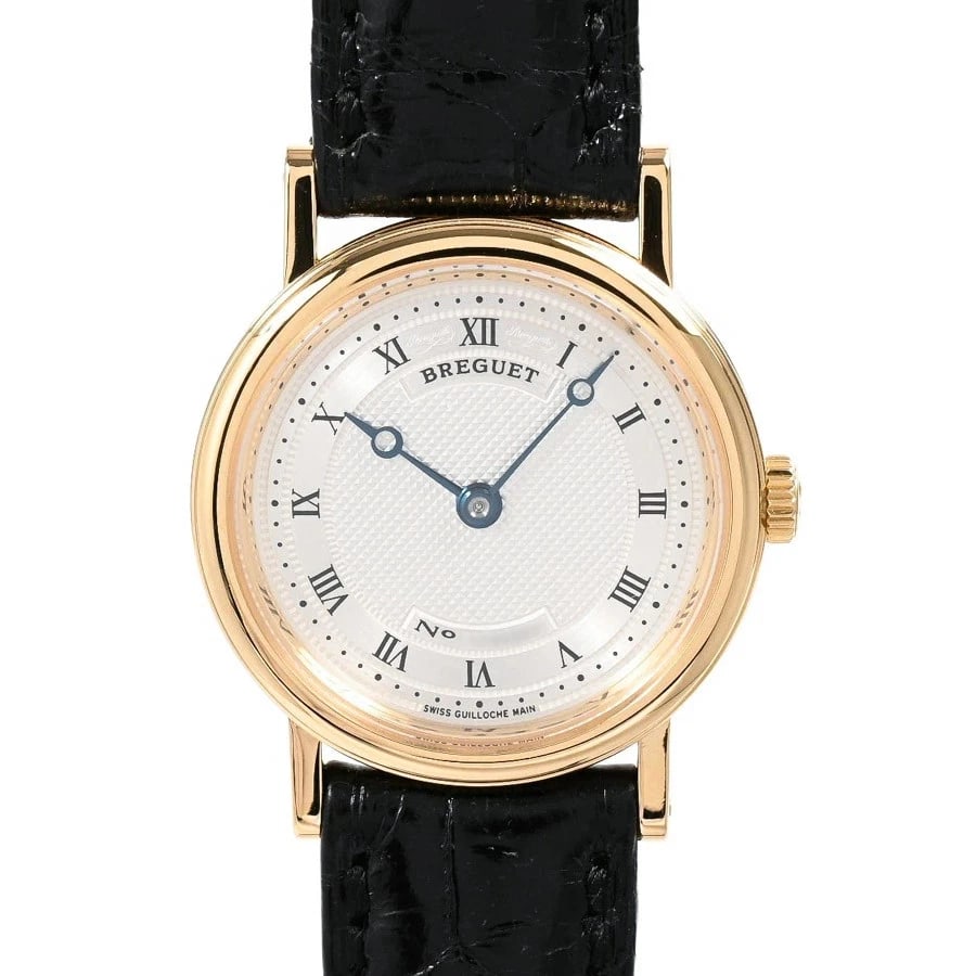 BREGUET CLASSIC SILVER WATCH: Breguet Classic Silver Watch Brand: BREGUET Type/Style: Wristwatch Material: Band Material Yellow Gold/Leather Strap Case Material N/A Color: Dial Color Size: Case Size 25mm (actual size)