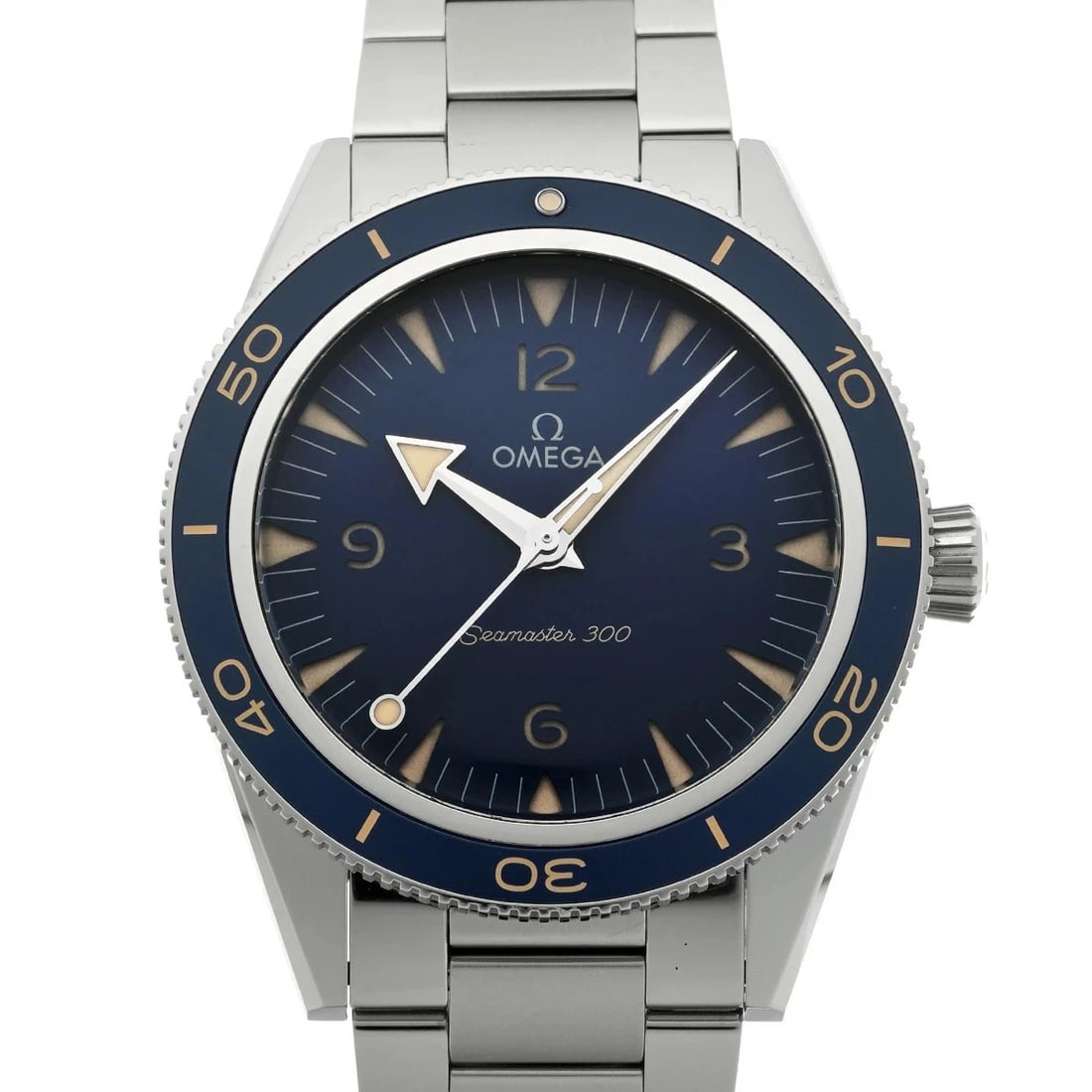 OMEGA WATCH STAINLESS WATCH: Omega Watch Stainless Watch Brand: OMEGA Type/Style: Wristwatch Material: Band Material Case Material Sapphire Crystal Color: Dial Color Blue Size: Wrist Size 20.5cm Case Size 41 x 41 mm Accessories: