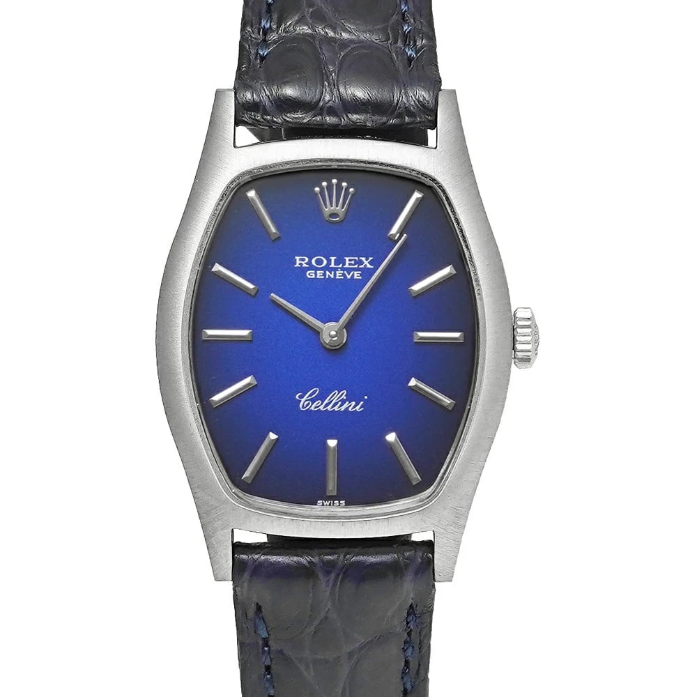 ROLEX CELLINI BLUE WATCH: Rolex Cellini Blue Watch Brand: ROLEX Type/Style: Wristwatch Material: Band Material White Gold Case Material N/A Color: Dial Color Blue Size: Case Size 26mm x 23mm Accessories: None Accessories
