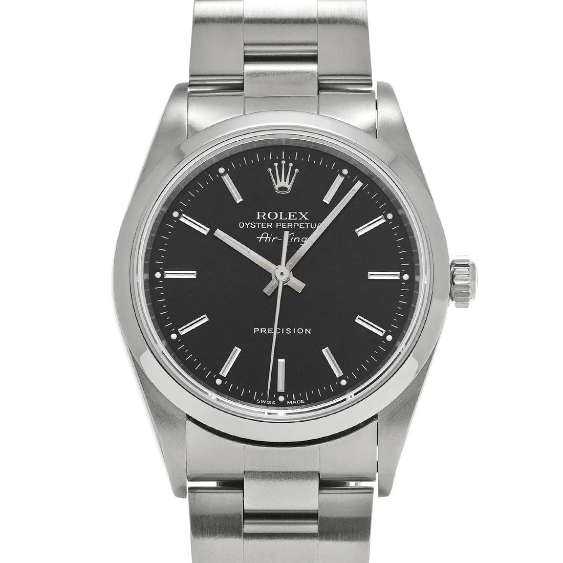 ROLEX AIR KING BLACK WATCH: Rolex Air King Black Watch Brand: ROLEX Type/Style: Wristwatch Material: Band Material Stainless Case Material Sapphire Crystal Color: Dial Color Black Size: Wrist Size 19cm Case Size 34 x 34 mm