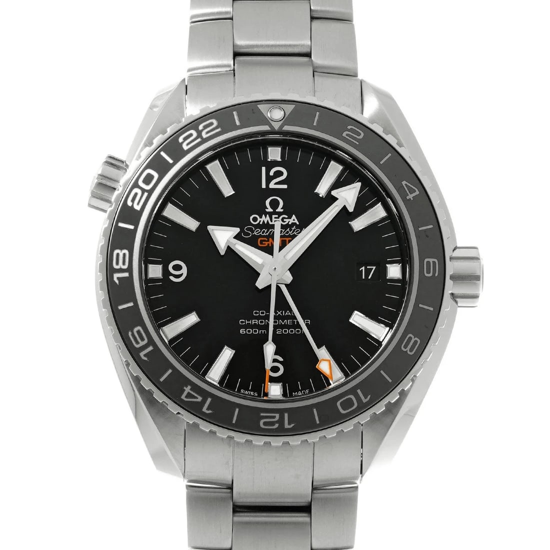 OMEGA WATCH STAINLESS WATCH: Omega Watch Stainless Watch Brand: OMEGA Type/Style: Wristwatch Material: Band Material Stainless Case Material Sapphire Crystal Color: Dial Color Black Size: Wrist Size 20cm Case Size 43.5 x 43.5 mm