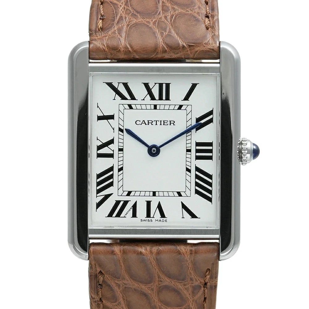 CARTIER TANK SOLO SILVER WATCH: Cartier Tank Solo Silver Watch Brand: CARTIER Type/Style: Wristwatch Material: Case Material N/A Band Material Stainless Steel Color: Dial Color Silver Size: Case Size 34.8mm x 27.4mm Accessories: