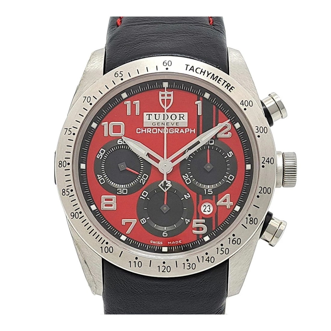 TUDOR RED WATCH: Tudor Red Watch Brand: TUDOR Type/Style: Wristwatch Material: Case Material N/A Band Material Stainless Steel Color: Dial Color Red Size: Wrist Size 17cm?19.5cm Case Size 42mm Accessories: None