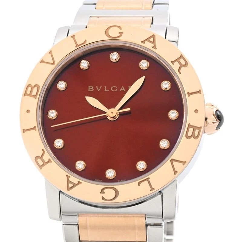 BVLGARI BROWN WATCH: Bvlgari Brown Watch Brand: BVLGARI Type/Style: Wristwatch Material: Band Material Stainless Steel, 18K Rose Gold, Diamonds Case Material N/A Color: Dial Color Brown Size: Wrist Size 17.5cm Case Size 3