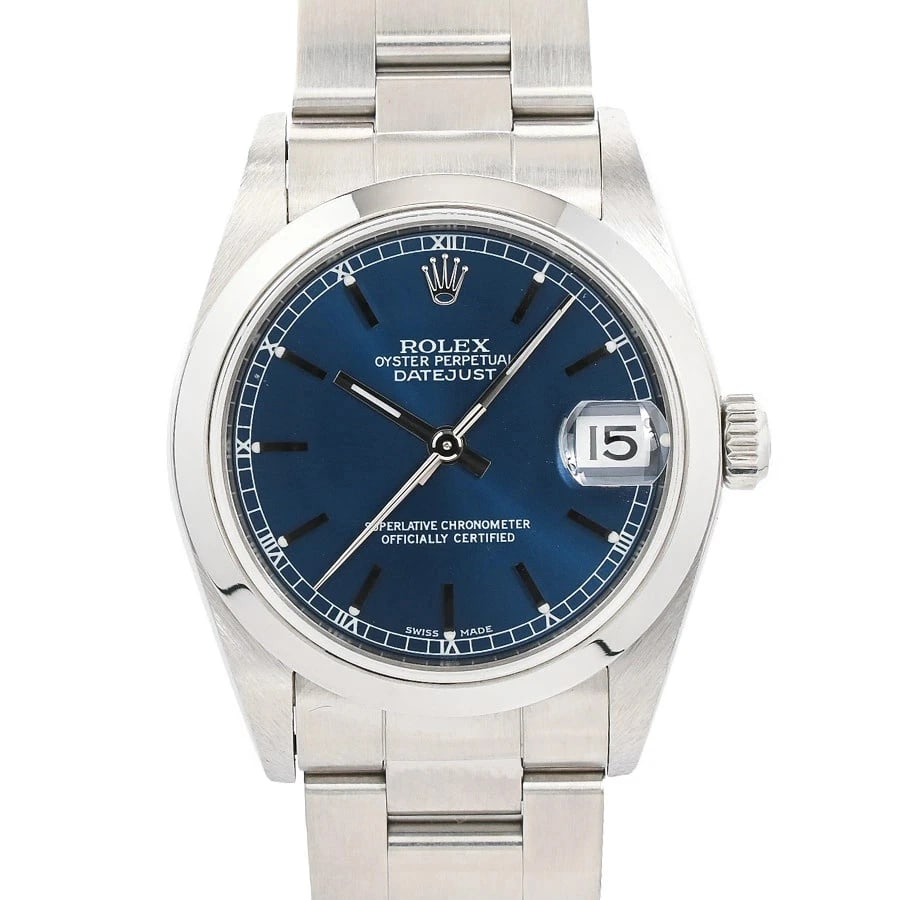 ROLEX DATEJUST BLUE WATCH: Rolex Datejust Blue Watch Brand: ROLEX Type/Style: Wristwatch Material: Case Material N/A Band Material Stainless Steel Color: Dial Color Blue Size: Wrist Size 17.5cm Case Size 30mm Accessories: N