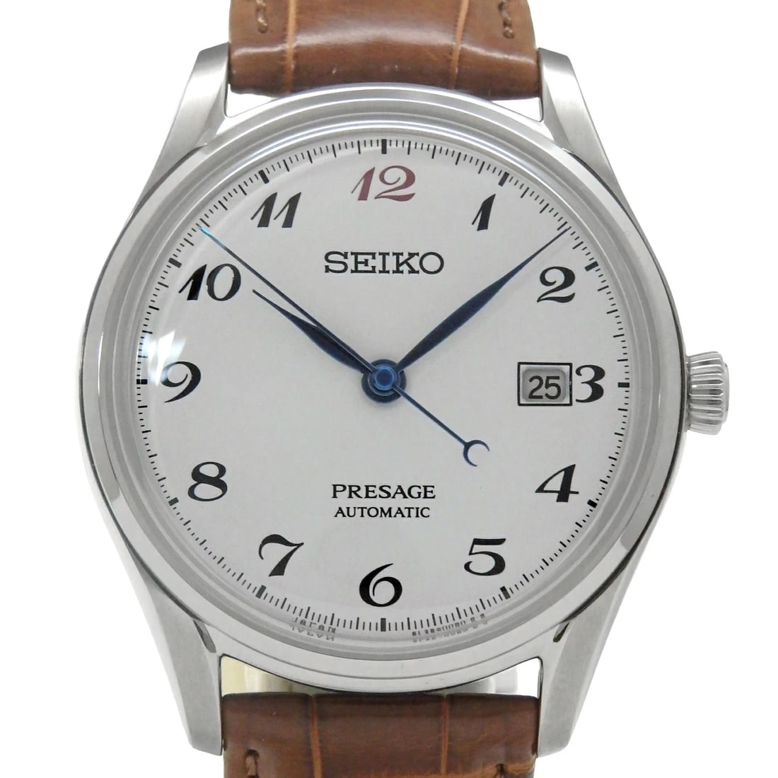 SEIKO PRESAGE WATCH: Seiko Presage Watch Brand: SEIKO Type/Style: Wristwatch Material: Band Material Ss/Leather Case Material N/A Color: Dial Color Size: Case Size 39.5mm Accessories: None Accessories Notice: When