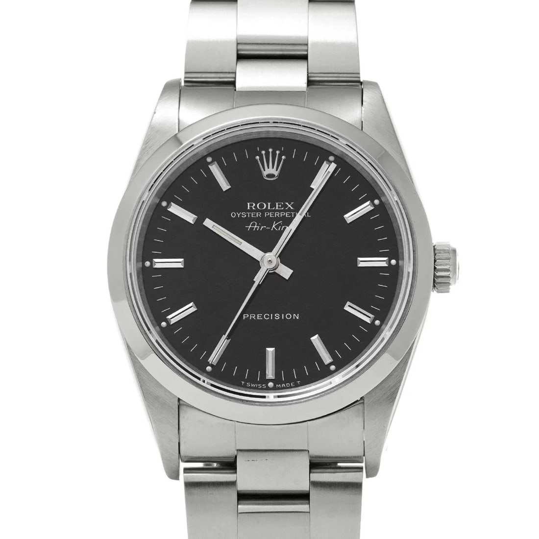 ROLEX AIR KING BLACK WATCH: Rolex Air King Black Watch Brand: ROLEX Type/Style: Wristwatch Material: Band Material Stainless Case Material Sapphire Crystal Color: Dial Color Black Size: Wrist Size 19cm Case Size 34 x 34 mm