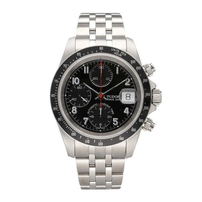 TUDOR PRINCE DATE CHRONOTIME BLACK WATCH: Tudor Prince Date Chronotime Black Watch Brand: TUDOR Type/Style: Wristwatch Material: Case Material N/A Band Material N/A Color: Dial Color Black Size: Wrist Size 18cm Accessories: None Accessories