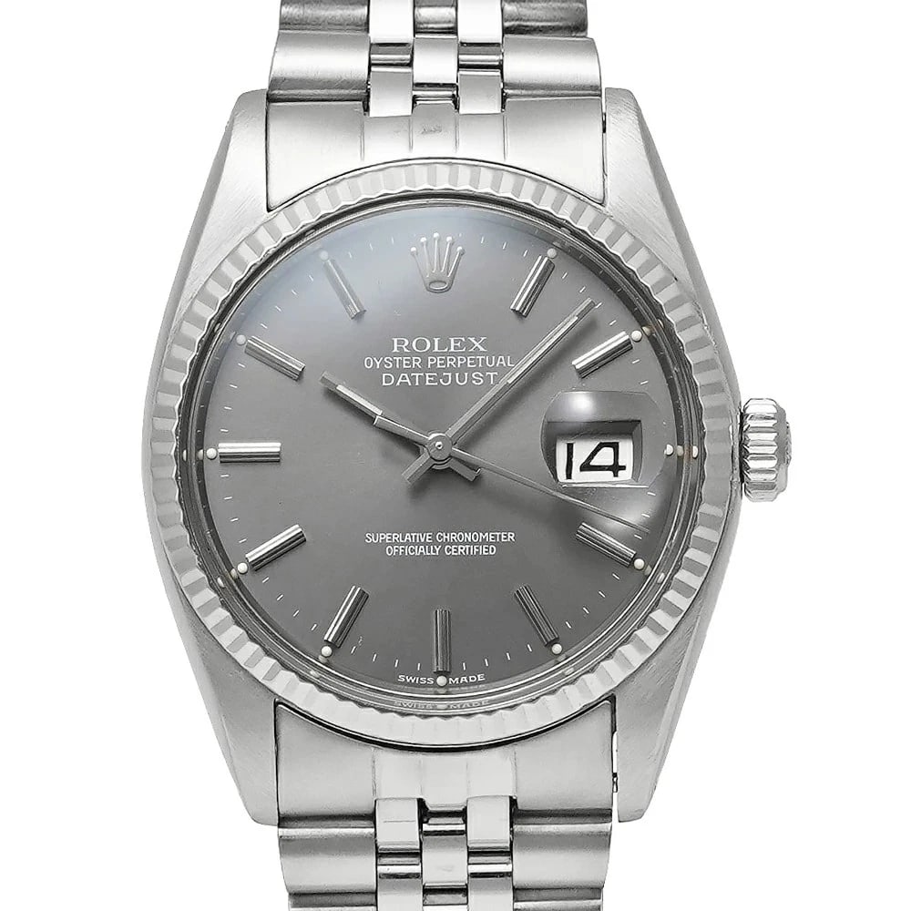 ROLEX DATEJUST GRAY WATCH: Rolex Datejust Gray Watch Brand: ROLEX Type/Style: Wristwatch Material: Band Material Stainless Steel X White Gold Case Material N/A Color: Dial Color Gray Size: Case Size 36mm x 36mm Accessories: