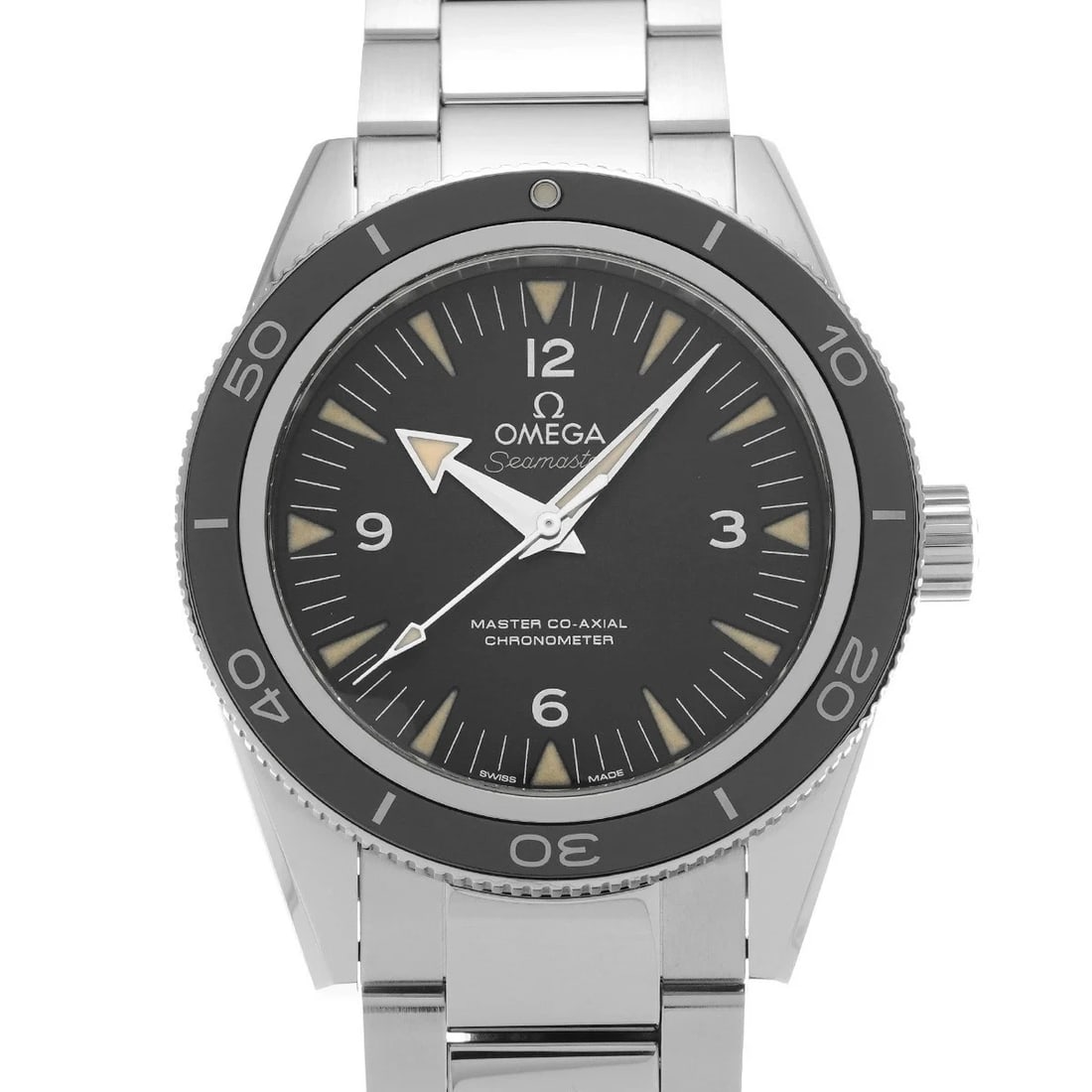 OMEGA WATCH STAINLESS WATCH: Omega Watch Stainless Watch Brand: OMEGA Type/Style: Wristwatch Material: Case Material Sapphire Crystal Band Material Stainless Color: Dial Color Black Size: Case Size 41x41mm Accessories: None