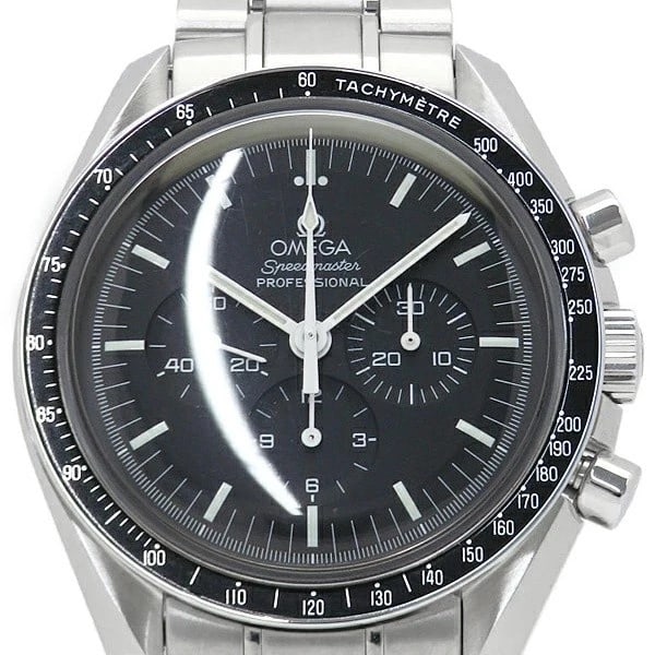 OMEGA SPEEDMASTER PROFESSIONAL MOONWATCH BLACK WATCH: Omega Speedmaster Professional Moonwatch Black Watch Brand: OMEGA Type/Style: Wristwatch Material: Case Material N/A Band Material N/A Color: Dial Color Black Size: Wrist Size 21.5cm Case Size 42mm