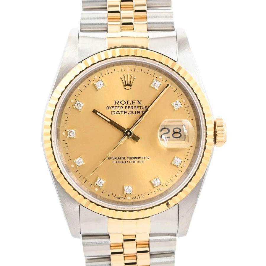 ROLEX YELLOW WATCH: Rolex Yellow Watch Brand: ROLEX Type/Style: Wristwatch Material: Band Material Stainless Steel/Yellow Gold/ Case Material N/A Color: Dial Color Yellow Size: Wrist Size 18.5cm Case Size 36mm Access