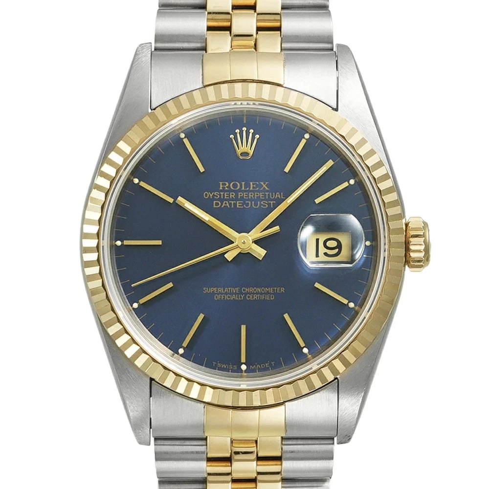 ROLEX DATEJUST BLUE WATCH: Rolex Datejust Blue Watch Brand: ROLEX Type/Style: Wristwatch Material: Band Material Stainless Steel X Yellow Gold Case Material N/A Color: Dial Color Blue Size: Case Size 36mm x 36mm Accessories