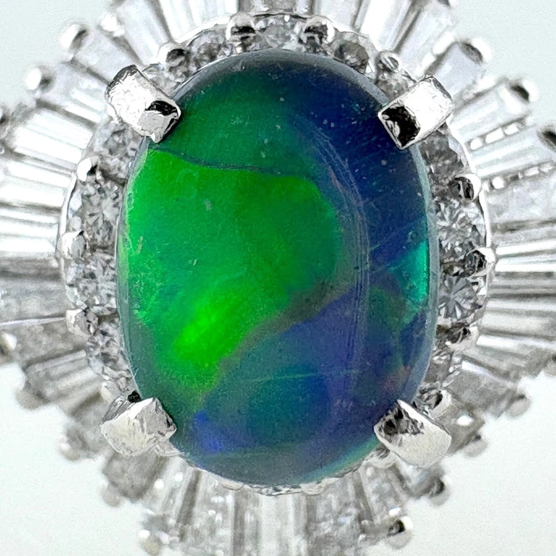 BLACK OPAL DESIGN RING PLATINUM - 2