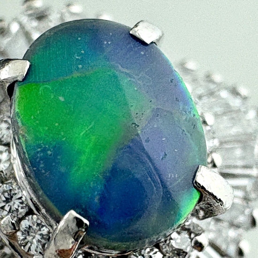 BLACK OPAL DESIGN RING PLATINUM - 4