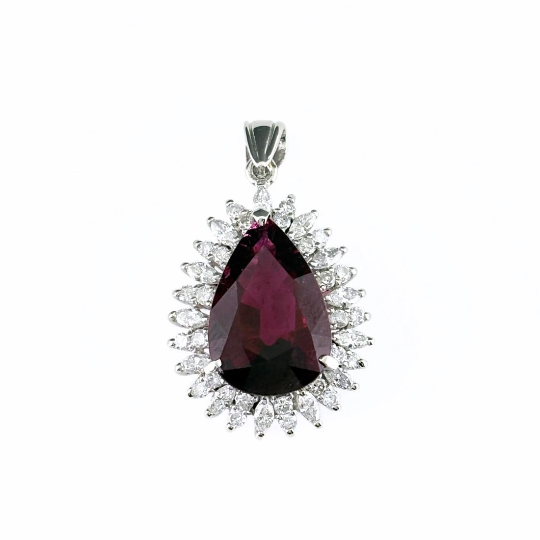 RUBELLITE DESIGN PENDANT HEAD: Rubellite Design Pendant Head Brand: Unbranded Type/Style: Pendant Head Material: Pt900, Main Stone Ruberite tourmaline Color: Silver Size: Total length of the pendant head including a bail 31.9?18.8m