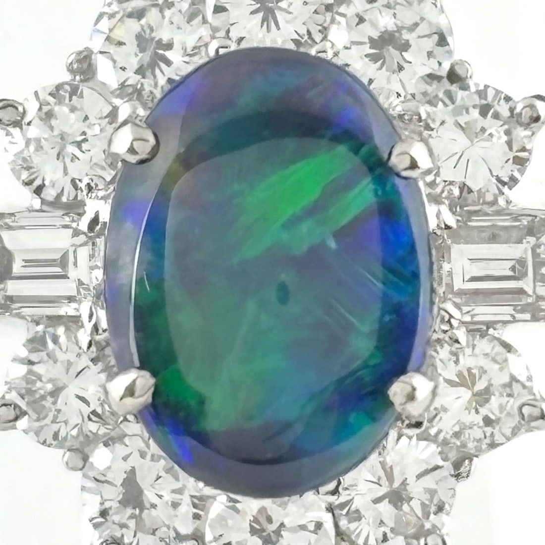 BLACK OPAL DESIGN RING PLATINUM - 2