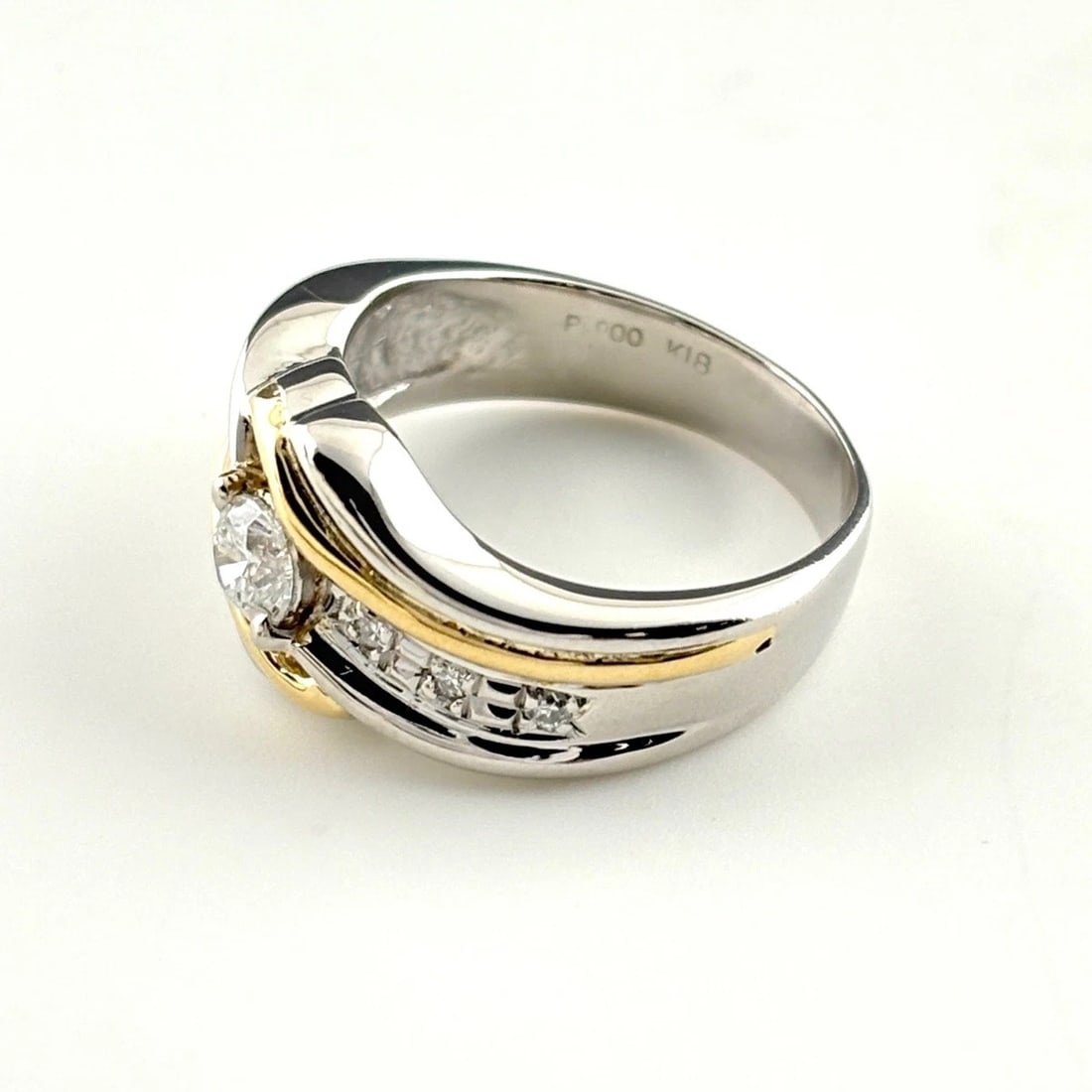 DIAMOND DESIGN RING PLATINUM: diamond design ring Platinum Brand: Unbranded Type/Style: Ring Material: Pt900 18K YG, Color: PT YG Size: US 6.5 Accessories: None Accessories Notice: When purchasing pre-owned goods, please refer to