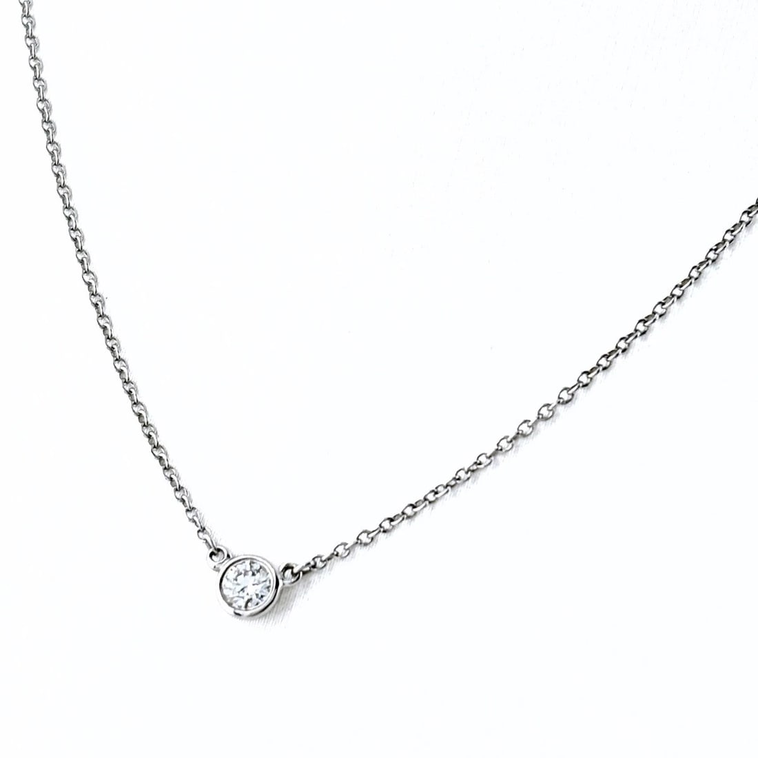 TIFFANY&CO. BY THE YARD NECKLACE: TIFFANY&Co. By the yard Necklace Brand: TIFFANY&Co. Type/Style: Necklace Material: Pt950, Color: PT Size: Chain / code 40.5cm(15.9") Pendant size 4.0?4.0mm(0.2") Accessories: None Accessories Notice: