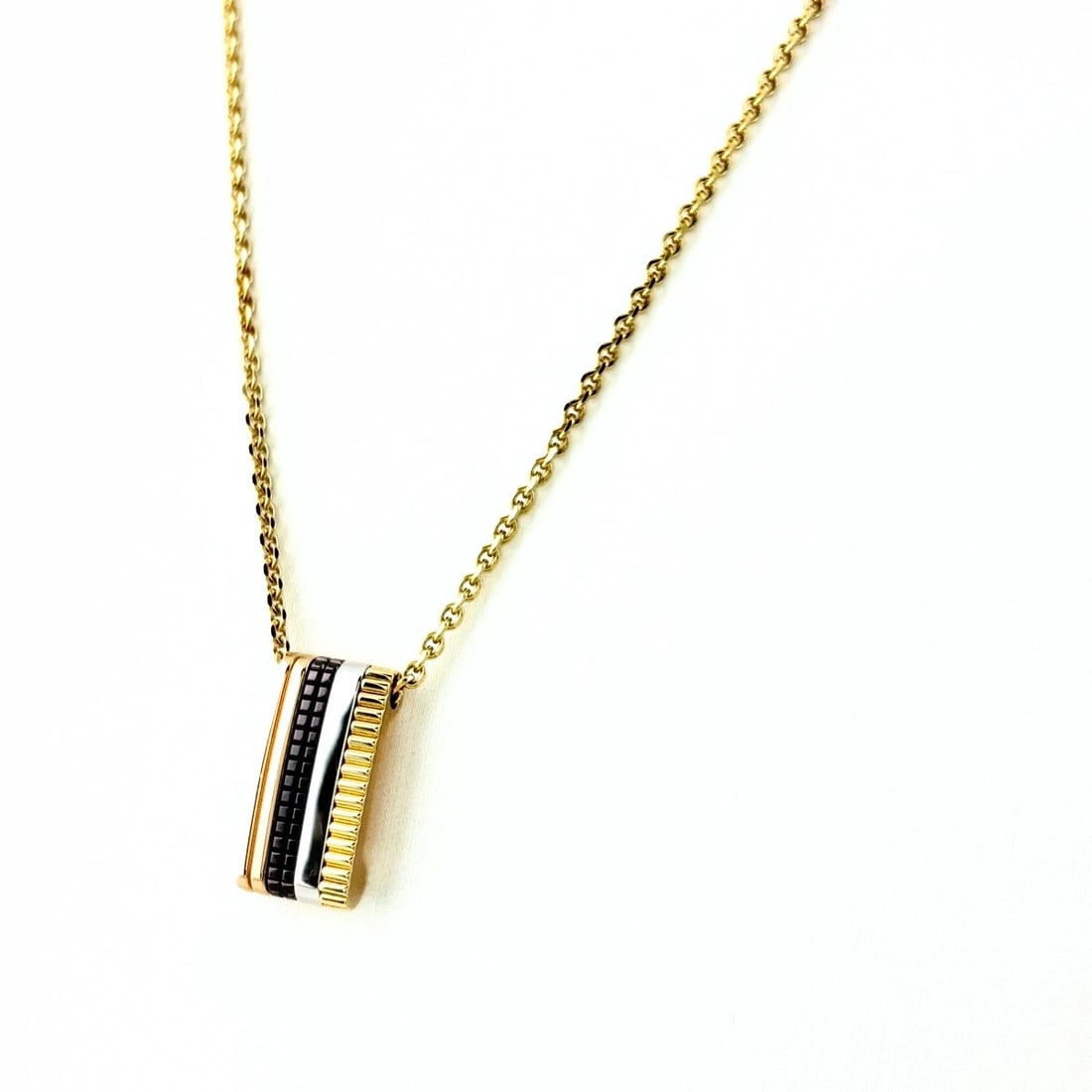 BOUCHERON QUATRE NECKLACE: Boucheron Quatre Necklace Brand: Boucheron Type/Style: Necklace Material: 18K YG WG PG, Color: YG WG PG Size: Chain / code 50.5cm(19.9") Pendant size 17.8?8.7mm(0.7") Accessories: None Accessories