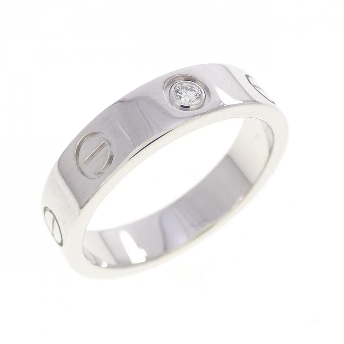 CARTIER MINI LOVE RING: Cartier Mini Love Ring Brand: CARTIER Type/Style: Cartier Ring Material: 750 white gold, Main Stone Natural Color: WHITE GOLD Size: US4 1/2(48) Accessories: None Accessories Notice: When purchasing