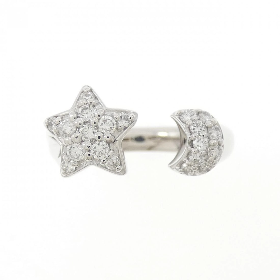PONTE VECCHIO STAR MOON RING: Ponte Vecchio Star Moon Ring Brand: Ponte Vecchio Type/Style: Ponte Vecchio Ring Material: K18 white gold, Main Stone Natural Color: WHITE GOLD Size: US3 1/4 Accessories: None Accessories Notice: