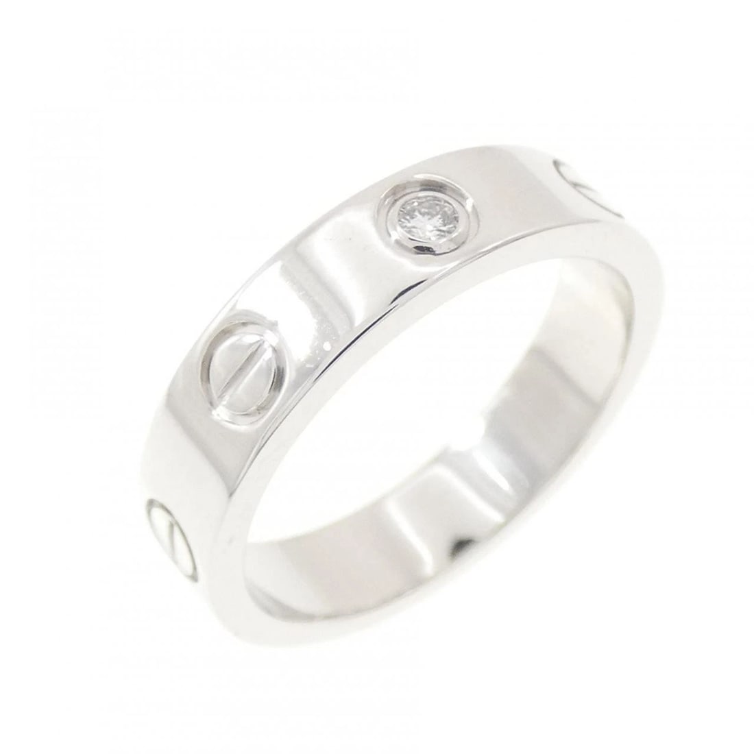CARTIER MINI LOVE RING: Cartier Mini Love Ring Brand: CARTIER Type/Style: Cartier Ring Material: 750 white gold, Main Stone Natural Color: WHITE GOLD Size: US4 1/2(48) Accessories: None Accessories Notice: When p