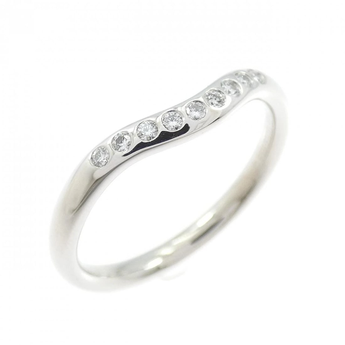 TIFFANY & CO. CURVED RING: TIFFANY & Co. Curved Ring Brand: TIFFANY&Co. Type/Style: TIFFANY & Co. Ring Material: Platinum950, Main Stone Natural Color: SILVER Size: US5 Accessories: None Accessories Notice: When purchasing