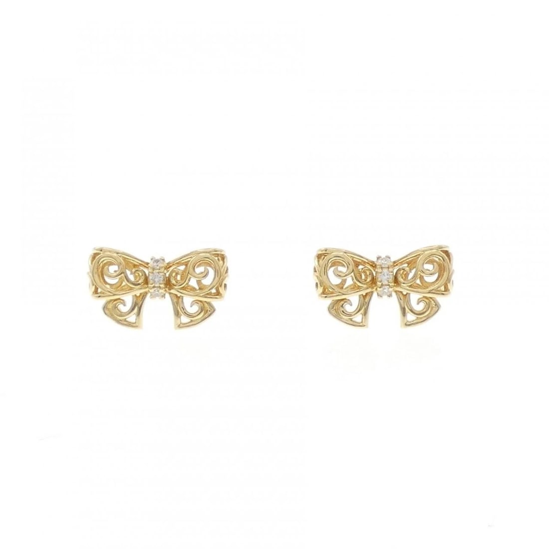 PONTE VECCHIO RIBBON DIAMOND PIERCE: Ponte Vecchio Ribbon Diamond Pierce Brand: Ponte Vecchio Type/Style: Ponte Vecchio Pierce/Earring Material: K18 yellow gold, Main Stone Natural Color: YELLOW GOLD Size: Actual Size Approximate