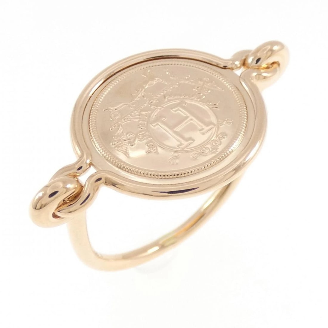 HERMES EXLIBRIS RING: Hermes Exlibris Ring Brand: HERMES Type/Style: Hermes Ring Material: 750 Pink Gold, Color: PINK GOLD Size: US6 1/2(53) Accessories: None Accessories Notice: When purchasing pre-owned goods, please