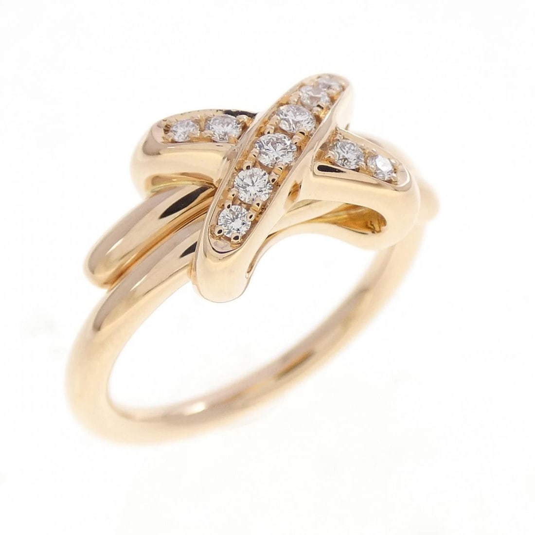 CHAUMET LIENS DIAMOND RING: Chaumet Liens Diamond Ring Brand: Chaumet Type/Style: Chaumet Ring Material: 750 Pink Gold, Main Stone Natural Color: PINK GOLD Size: US5(49) Accessories: None Accessories Notice: When purchasing