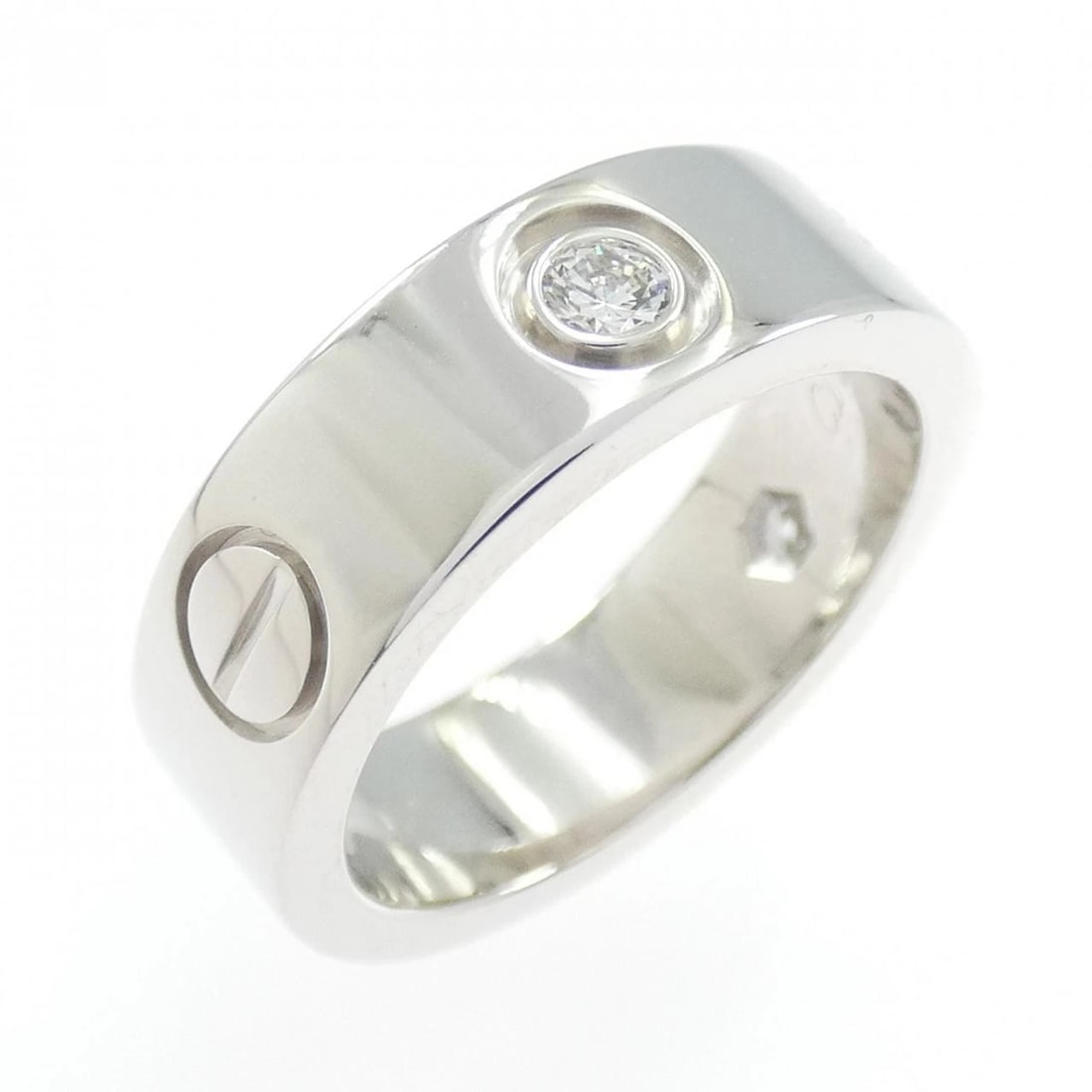 CARTIER LOVE HALF DIAMOND RING: Cartier Love Half Diamond Ring Brand: CARTIER Type/Style: Cartier Ring Material: 750 white gold, Main Stone Natural Color: WHITE GOLD Size: US4 1/2(48) Accessories: None Accessories Notice: When
