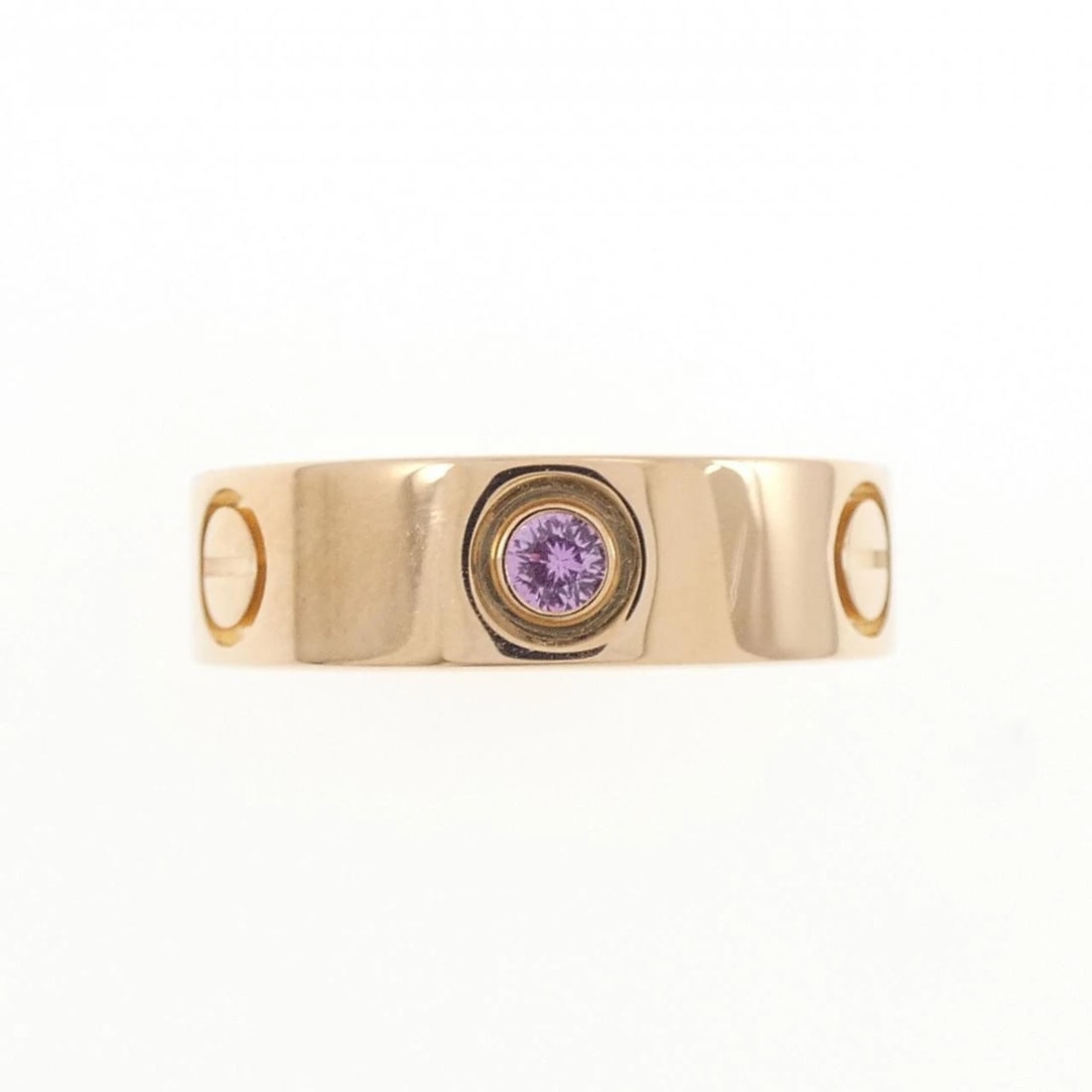 CARTIER LOVE RING: Cartier Love Ring Brand: CARTIER Type/Style: Cartier Ring Material: 750 Pink Gold, Main Stone Sapphire Color: PINK GOLD Size: US5(49) Accessories: None Accessories Notice: When purchasing pre-owned