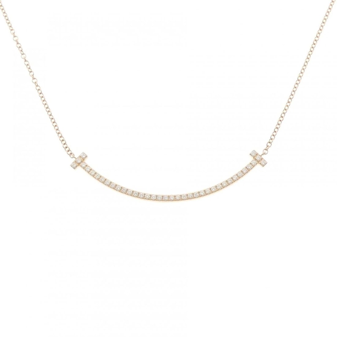 TIFFANY&CO. T SMILE SMALL NECKLACE: TIFFANY&Co. T Smile Small Necklace Brand: TIFFANY&Co. Type/Style: TIFFANY&Co. Necklace Material: 750 Pink Gold, Main Stone Natural Color: PINK GOLD Size: Length41cm Actual Size Pendant length approx.