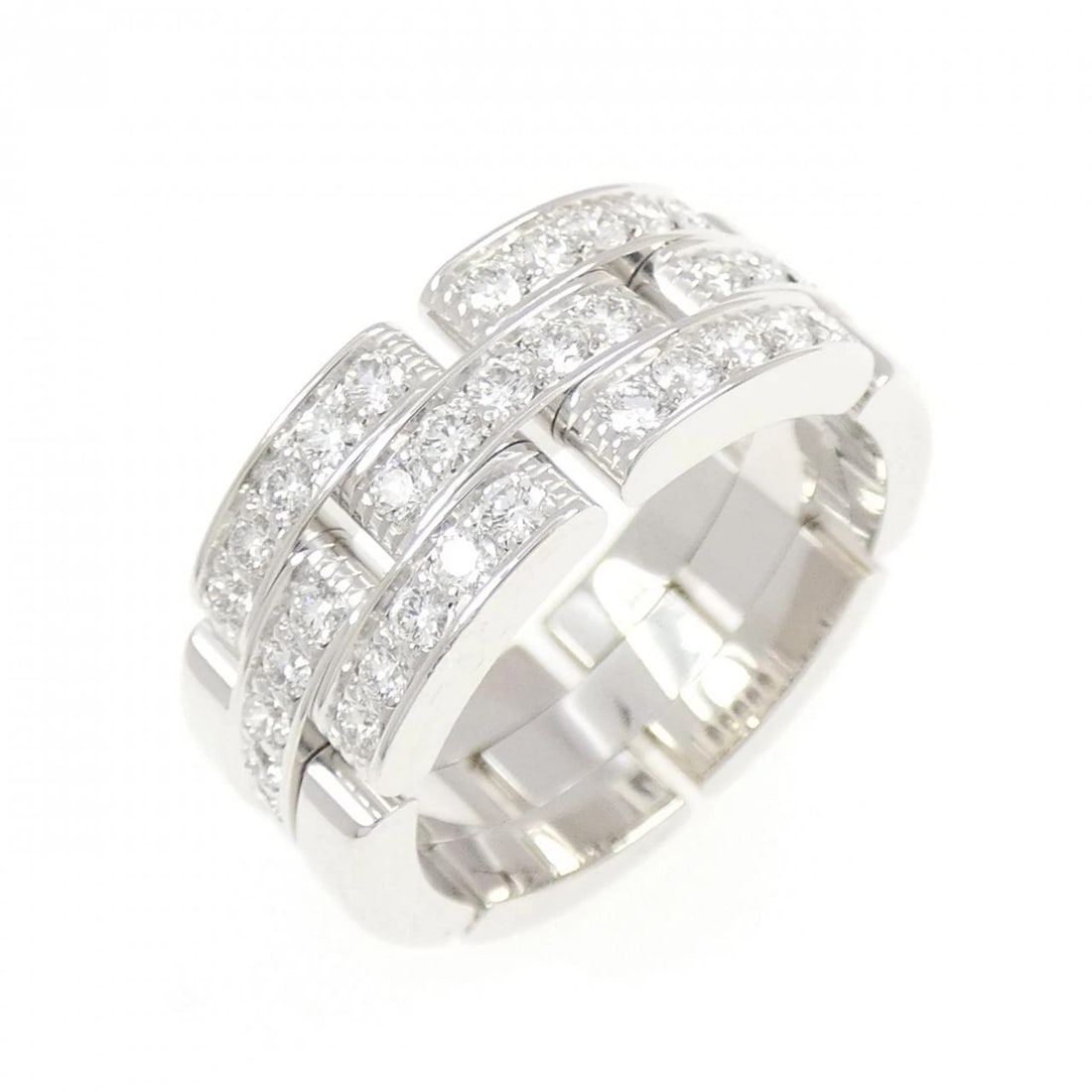 CARTIER MAILLON PANTHERE HALF DIAMOND RING: Cartier Maillon PANTHERE Half Diamond Ring Brand: CARTIER Type/Style: Cartier Ring Material: 750 white gold, Main Stone Natural Color: WHITE GOLD Size: US6 1/4(53) Accessories: None Access