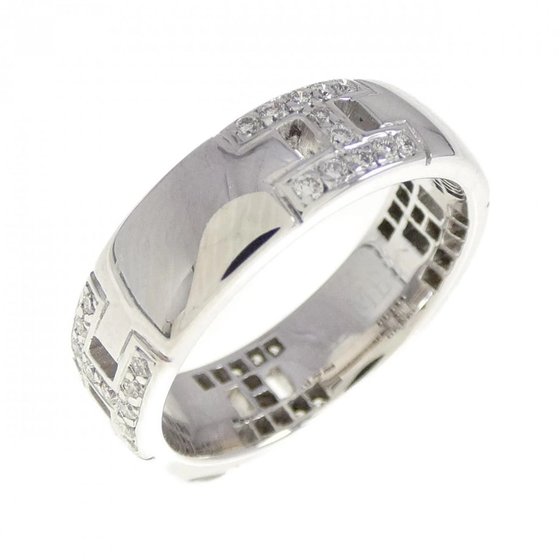 HERMES HERCULES RING: Hermes Hercules Ring Brand: HERMES Type/Style: Hermes Ring Material: 750 white gold, Main Stone Natural Color: WHITE GOLD Size: US4 1/2(48) Accessories: None Accessories Notice: When purchasing
