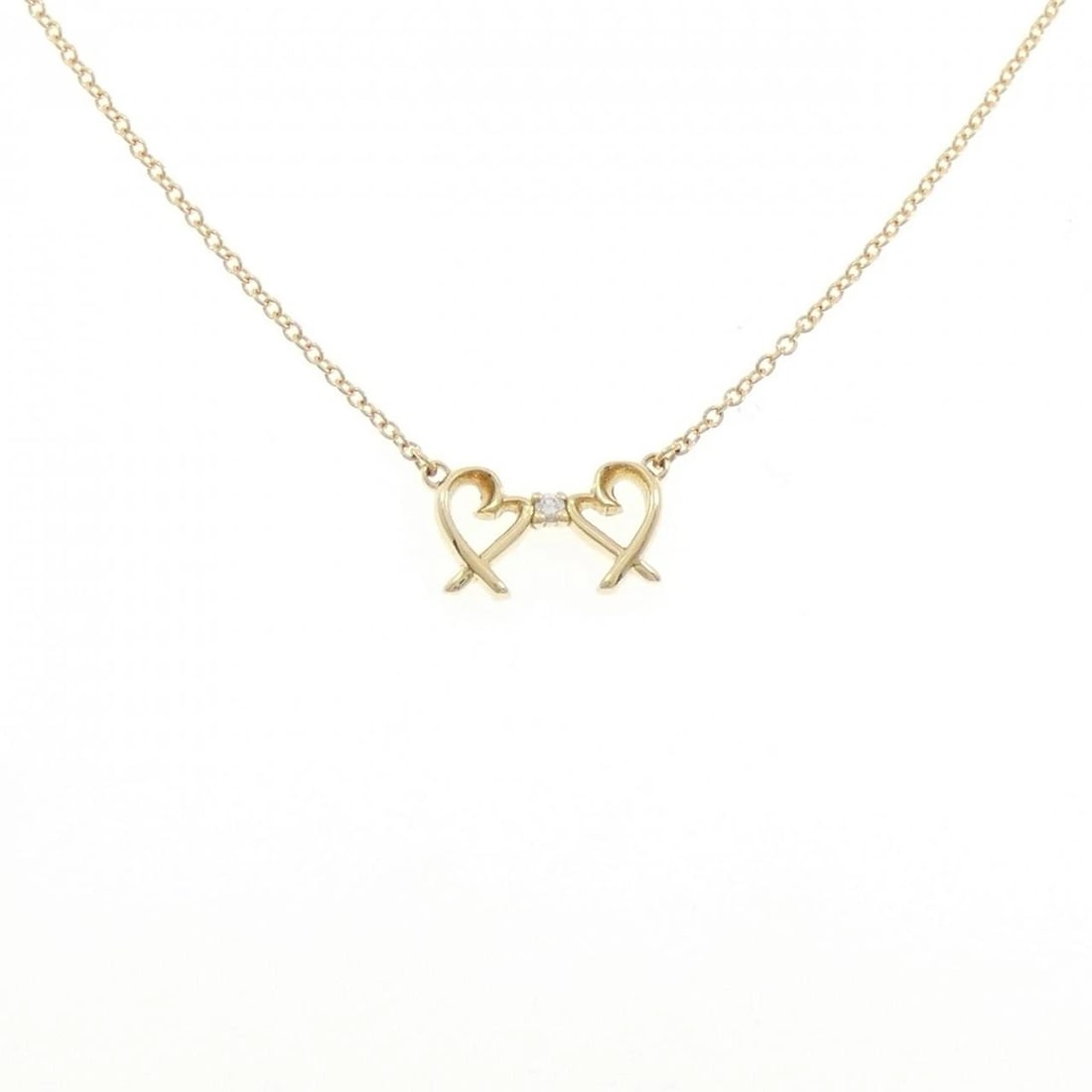 TIFFANY & CO. DOUBLE LOVING HEART NECKLACE: TIFFANY & Co. Double Loving Heart Necklace Brand: TIFFANY&Co. Type/Style: TIFFANY&Co. Necklace Material: 750 yellow gold, Main Stone Natural Color: YELLOW GOLD Size: Length41cm Actual Size Pendant