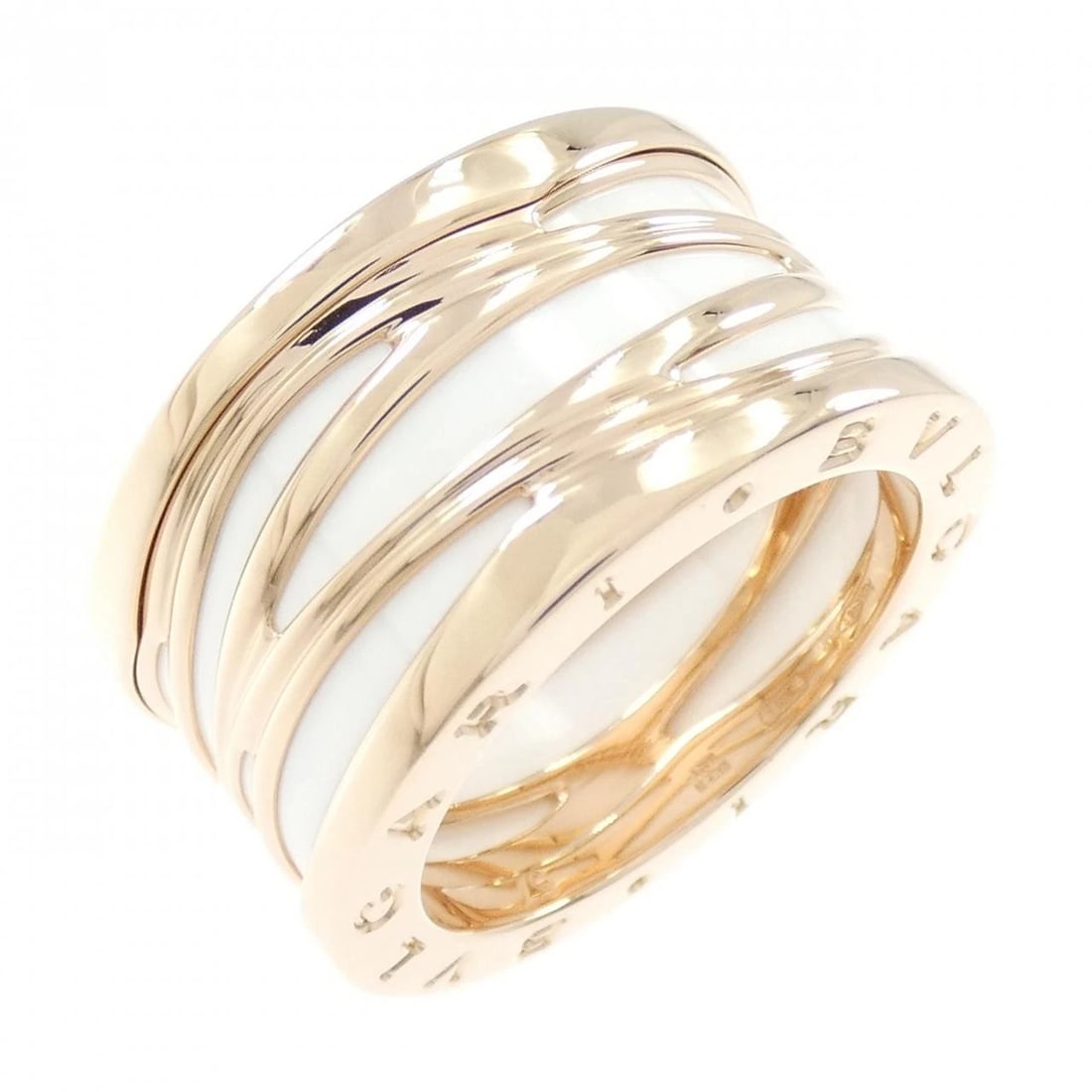 BVLGARI B.ZERO1 DESIGN RING: Bvlgari B.zero1 Design Ring Brand: BVLGARI Type/Style: Bulgari Ring Material: 750 pink gold/ceramic, Color: 750 pink gold/ceramic Size: US7 3/4(57) Accessories: None Accessories Notice: When
