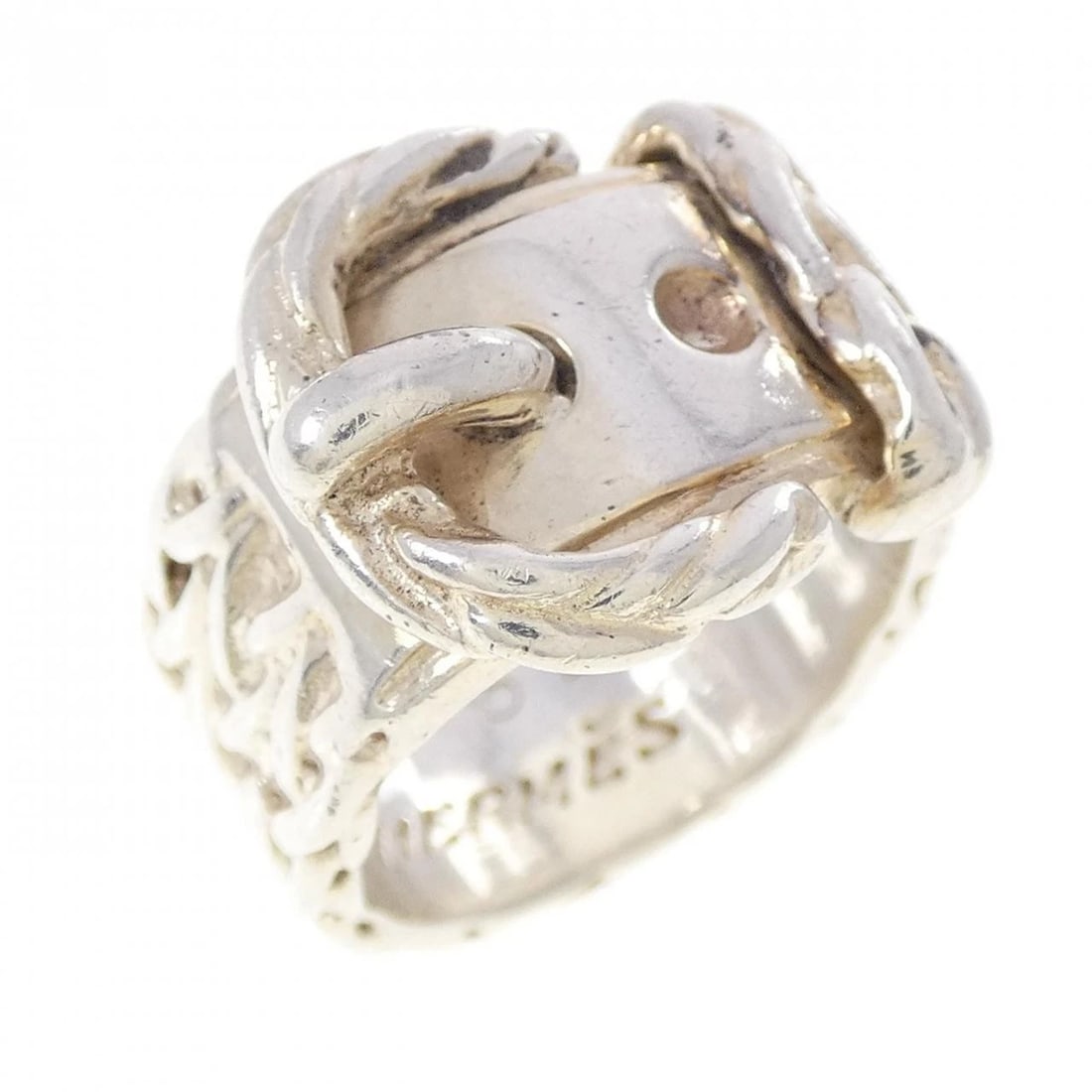 HERMES HALLMARK RING: Hermes Hallmark Ring Brand: HERMES Type/Style: Hermes Ring Material: Hall mark, Color: none Size: US6 1/4(52) Accessories: None Accessories Notice: When purchasing pre-owned goods, please refer to