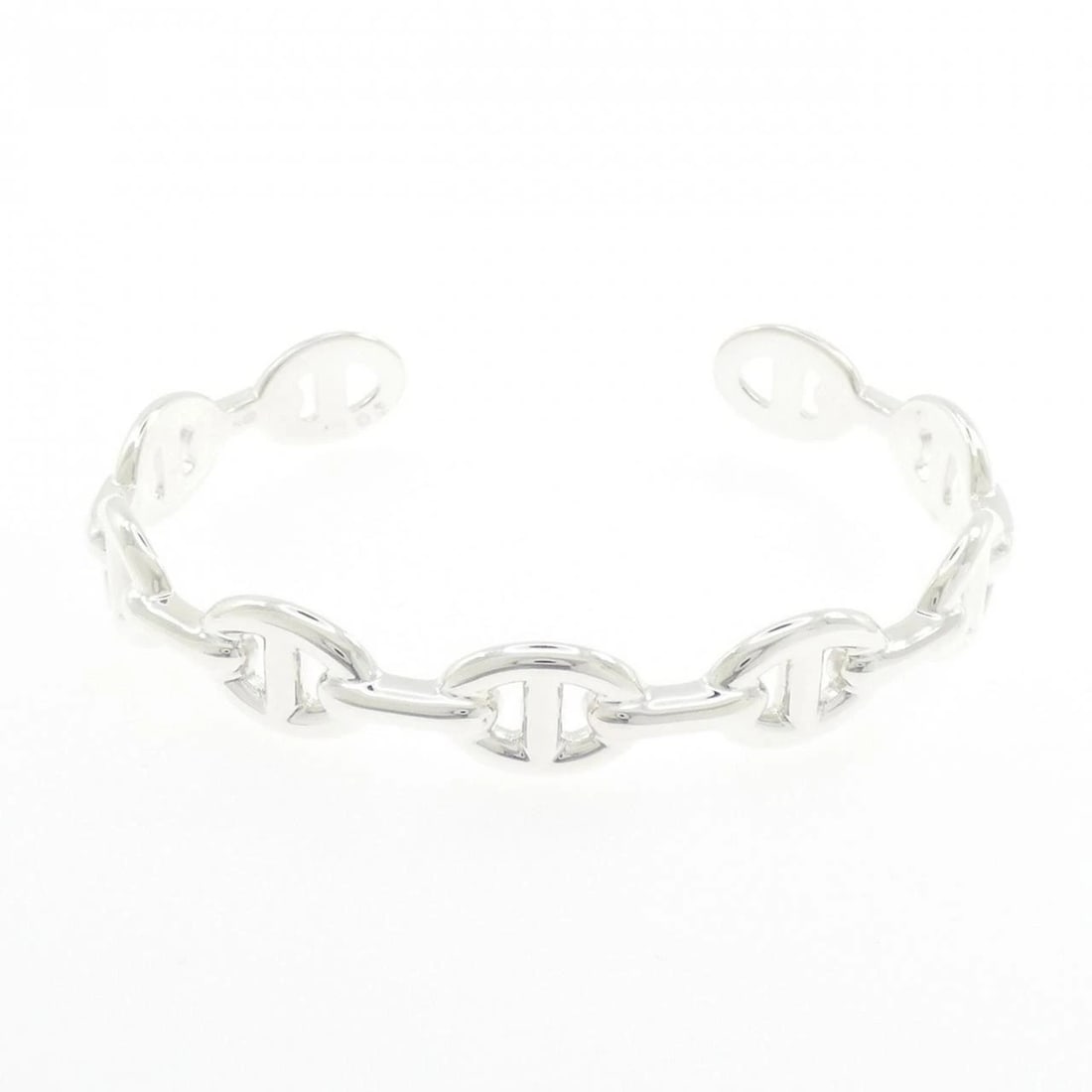 HERMES CHAINE D'ANCRE ENCHAINE BANGLE: Hermes Chaine d'Ancre Enchaine Bangle Brand: HERMES Type/Style: Hermes Bracelet Material: 925Silver, Color: SILVER Size: Length17cm Actual Size Max width approx: 9.7mm Accessories: None Accessories