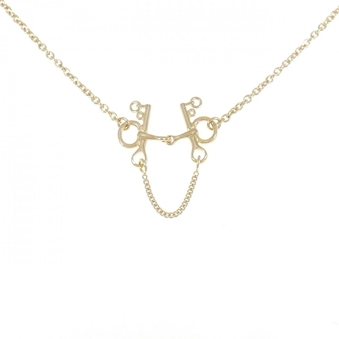 HERMES 750YG NECKLACE: Hermes 750YG Necklace Brand: HERMES Type/Style: Hermes Necklace Material: 750 yellow gold, Color: yellow gold Size: Length38?40cm Actual Size Pendant length approx. x width approx.: 33.5mmx30.4mm