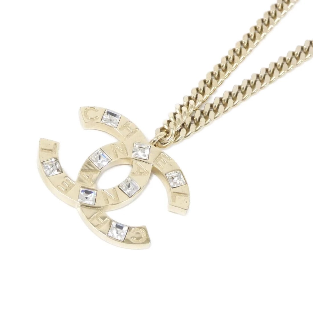 CHANEL NECKLACE: Chanel Necklace Brand: CHANEL Type/Style: Chanel Necklace Material: CRYSTAL / GOLD Metal, Color: none Size: Length: 50-56cm Motif width x height: 4.7cm x 4.2cm Accessories: None Accessories Notice: