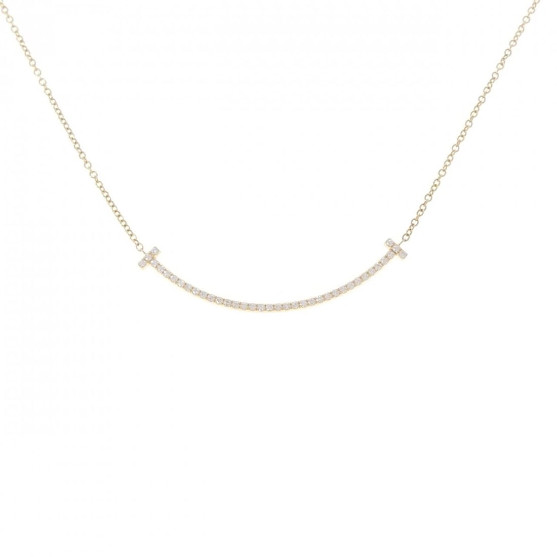 TIFFANY&CO. T SMILE SMALL NECKLACE: TIFFANY&Co. T Smile Small Necklace Brand: TIFFANY&Co. Type/Style: TIFFANY&Co. Necklace Material: 750 yellow gold, Main Stone Natural Color: yellow gold Size: Length40cm Actual Size Pendant length