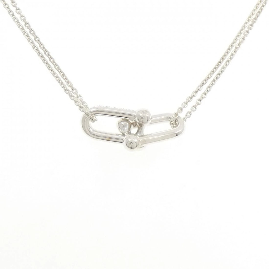 TIFFANY & CO. HARDWARE LARGE DOUBLE LINK NECKLACE: TIFFANY & Co. Hardware Large Double Link Necklace Brand: TIFFANY&Co. Type/Style: TIFFANY&Co. Necklace Material: 925Silver, Color: SILVER Size: Length41cm Actual Size Diameteraround: 11.6mm Chain