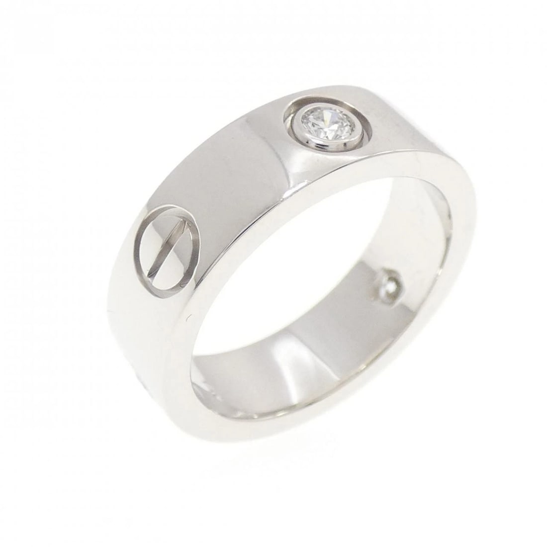 CARTIER LOVE HALF DIAMOND RING: Cartier Love Half Diamond Ring Brand: CARTIER Type/Style: Cartier Ring Material: 750 white gold, Main Stone Natural Color: WHITE GOLD Size: US4 1/2(48) Accessories: None Accessories Notice: When