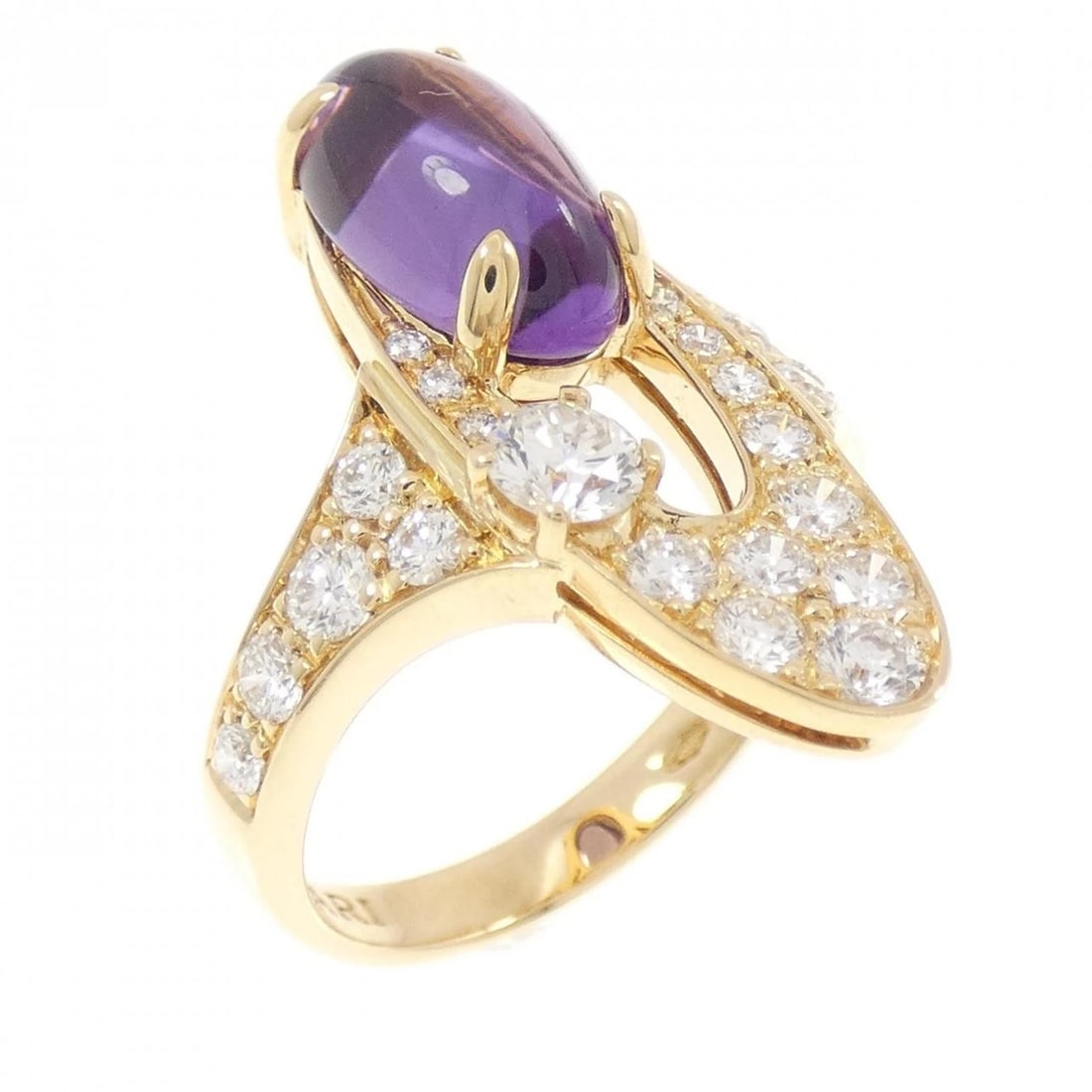 BVLGARI ELYSIA RING: Bvlgari Elysia Ring Brand: BVLGARI Type/Style: Bulgari Ring Material: 750 yellow gold, Main Stone Amethyst Color: YELLOW GOLD Size: US6 1/4 Accessories: None Accessories Notice: When purchasing